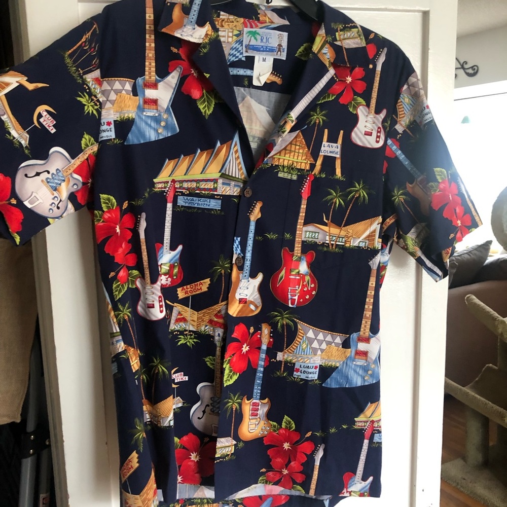 Guitar lovers button up vintage shirt,